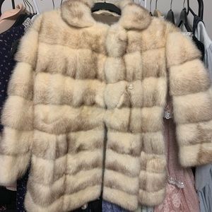 Vintage cream cross mink fur coat